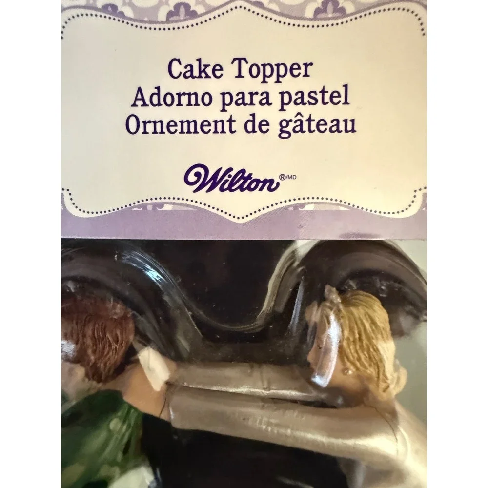 Wilton Funny Wedding Cake Topper Bride Pulling Groom in Camouflage Suit 101-1407